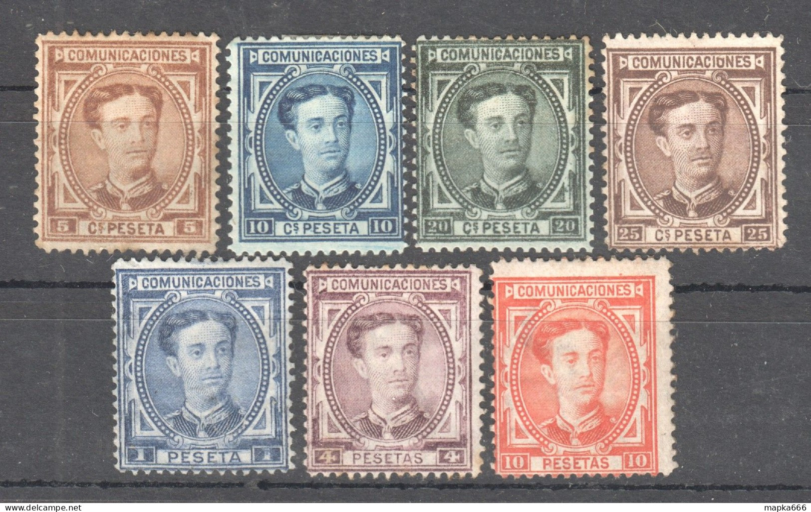 Sp152 1876 King Alphonse Xii Spain Michel #156-9,162-4 263 Euro 7St Mlh - Unused Stamps