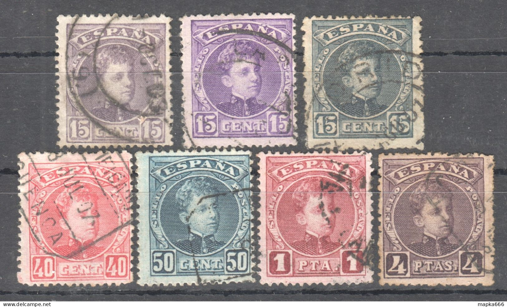 Sp163 1901 Spain King Alphonse Xiii Michel #209,213-216,218Aii,B 26 Euro 7St Used - Usados