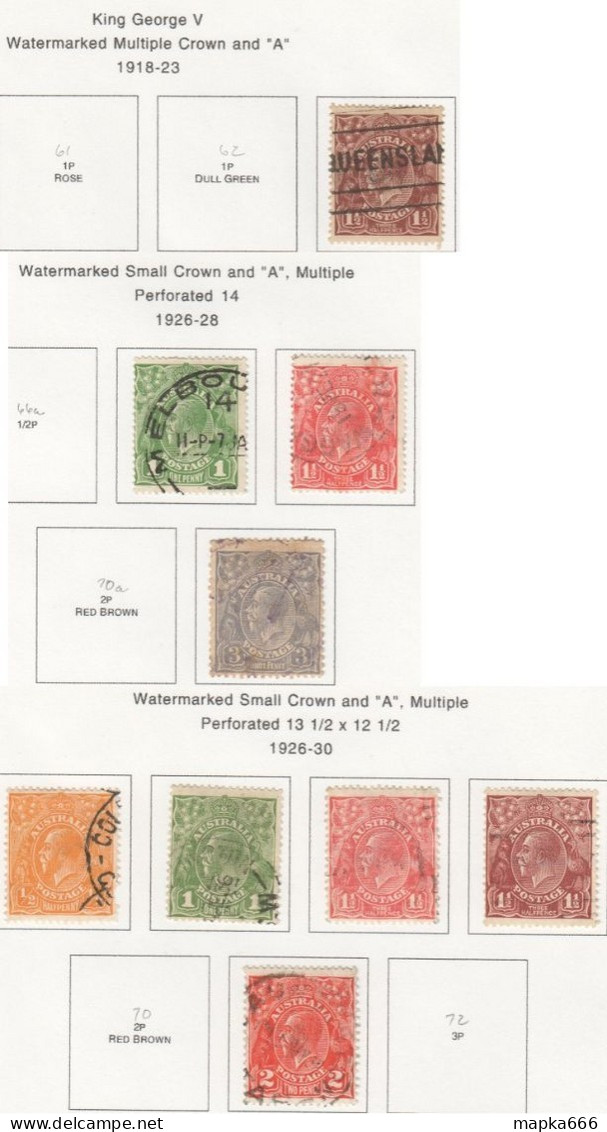 Sp210-212 1918-1930 Australia King George Multiple Perforations 9St Used - Sonstige & Ohne Zuordnung