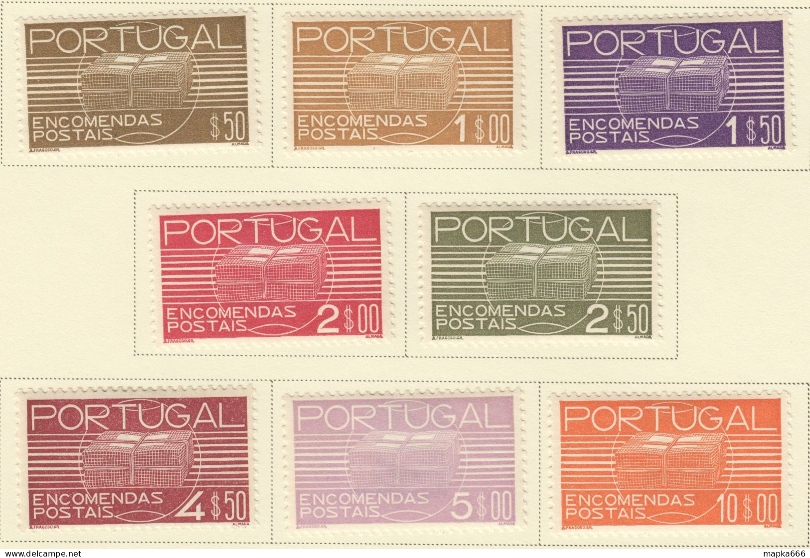 Sp457 1936 Portugal Parcel Post Stamps Michel #18-25 70 Euro Set Lh - Neufs