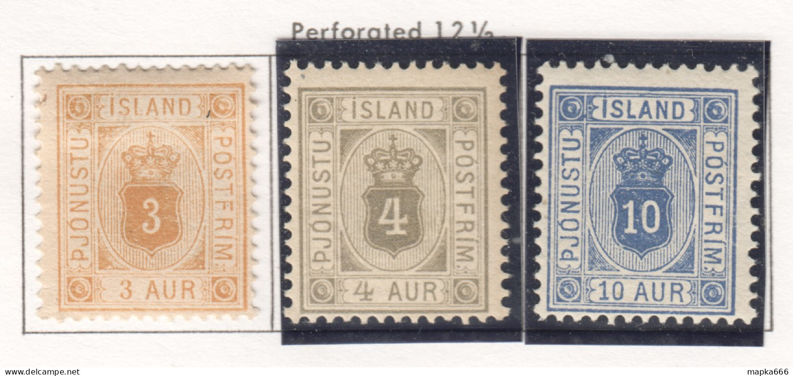 Sp608 1876 Iceland Service Stamp Crown Shield Perf 14X12.5 Michel #3B,5B 68 Euro #4B Undefined Price 3St Lh - Unused Stamps