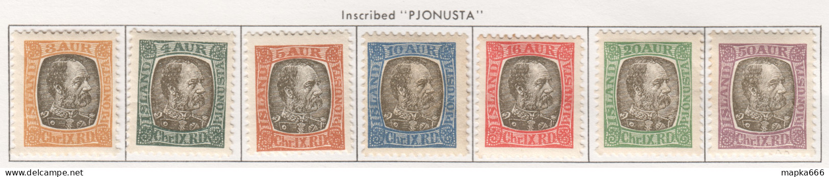 Sp624 1902 Iceland Service Stamps Inscribed 'Pionusta' On The Right King Christian Ix Michel #17-23 35 Euro 1Set Lh - Unused Stamps