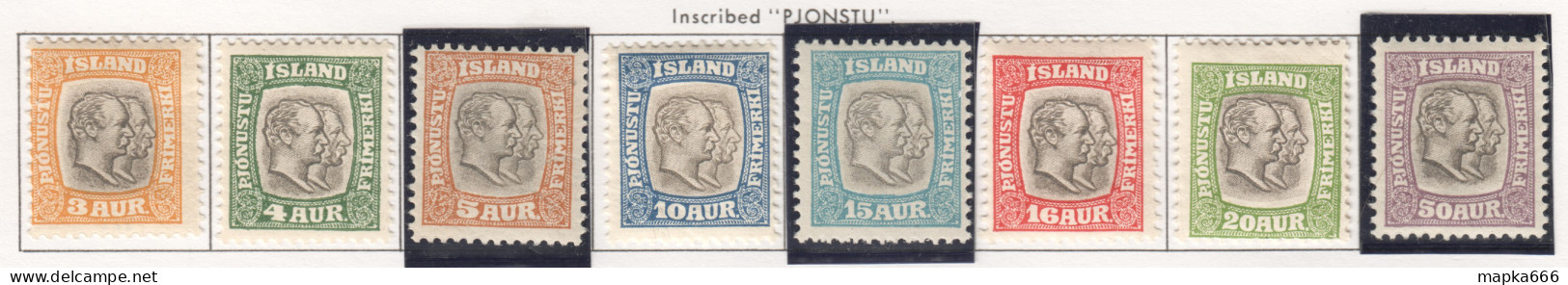 Sp627 1907 Iceland Service Stamps King Christian Ix Frederik Viii Michel #24-31 45 Euro 1Set Lh - Neufs