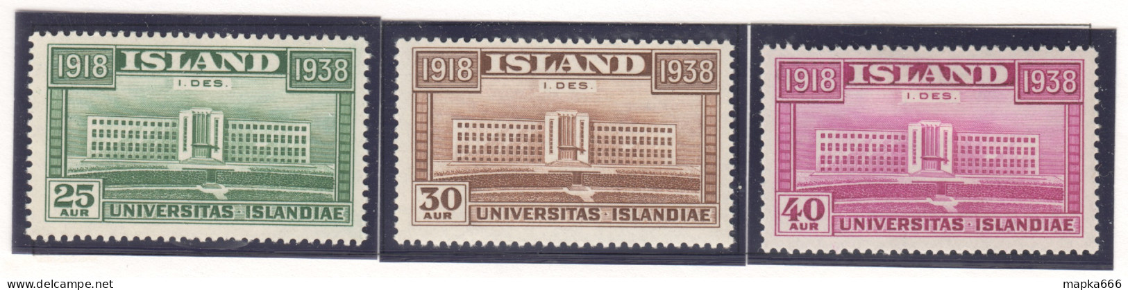 Sp669 1938 Iceland Architecture 20Th Anniversary Of Union With Denmark Michel #200-2 30 Euro 1Set Lh - Unused Stamps