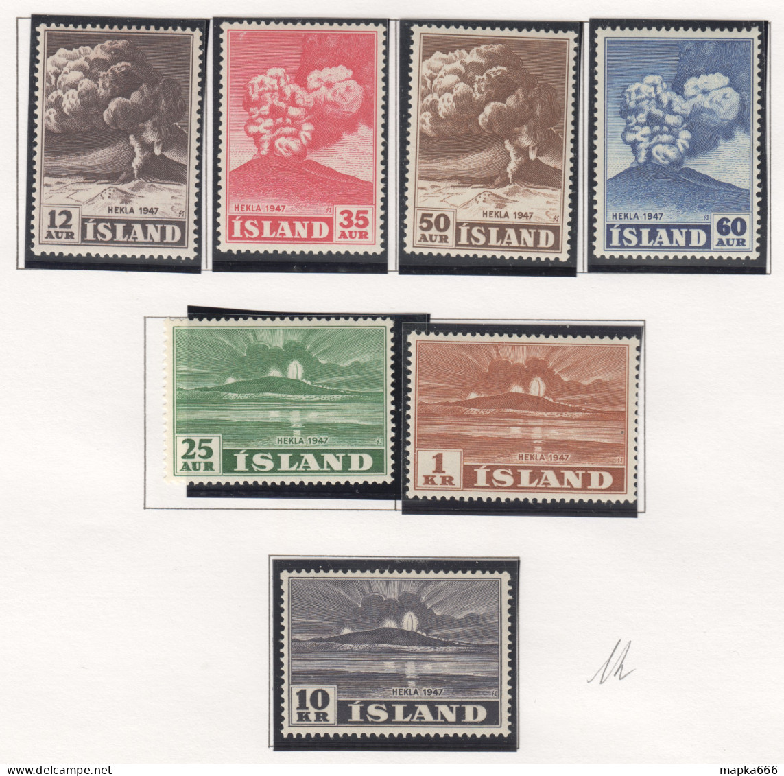 Sp677 1948 Iceland Volcanoe Eruption Hekla 1947 Michel #247-53 65 Euro 1Set Lh - Nuevos