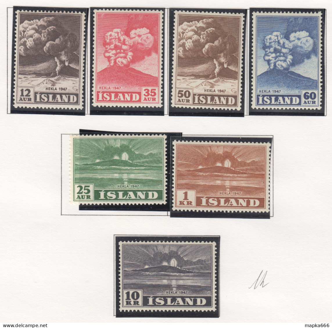 Sp677 1948 Iceland Volcanoe Eruption Hekla 1947 Michel #247-53 65 Euro 1Set Lh - Unused Stamps