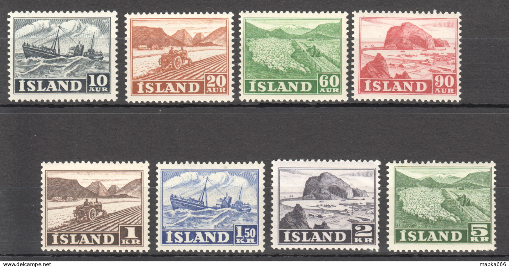 Sp680 1950 Iceland Sips Agriculture Michel #263-70 85 Euro 1Set Mnh - Nuovi