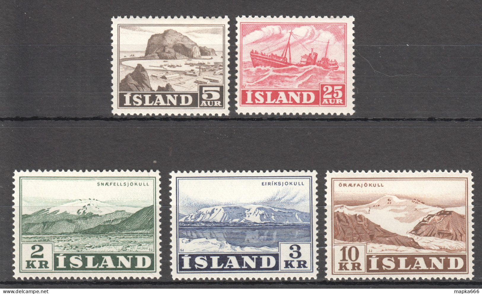 Sp682 1954,1957 Iceland Landscapes Michel #296,7,316-8 2Set Mnh - Nuovi