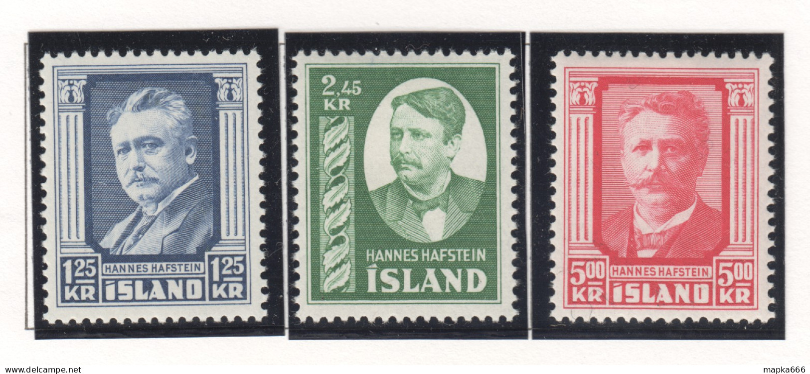 Sp688 1954 Iceland Hannes Hafstein Michel #293-5 45 Euro 1Set Mnh - Ungebraucht