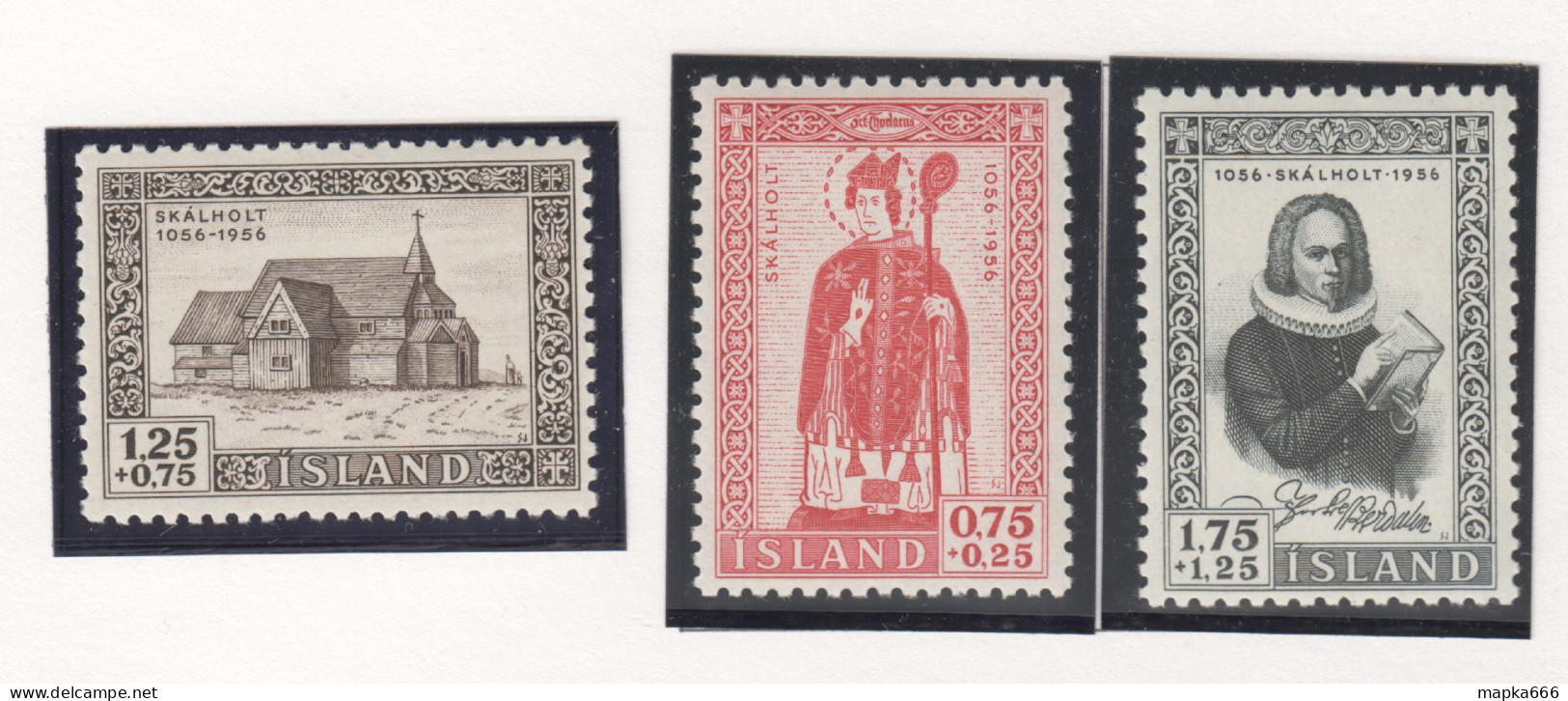 Sp690 1956 Iceland Architecture Church Bishops Michel #300-2 1Set Mnh - Unused Stamps