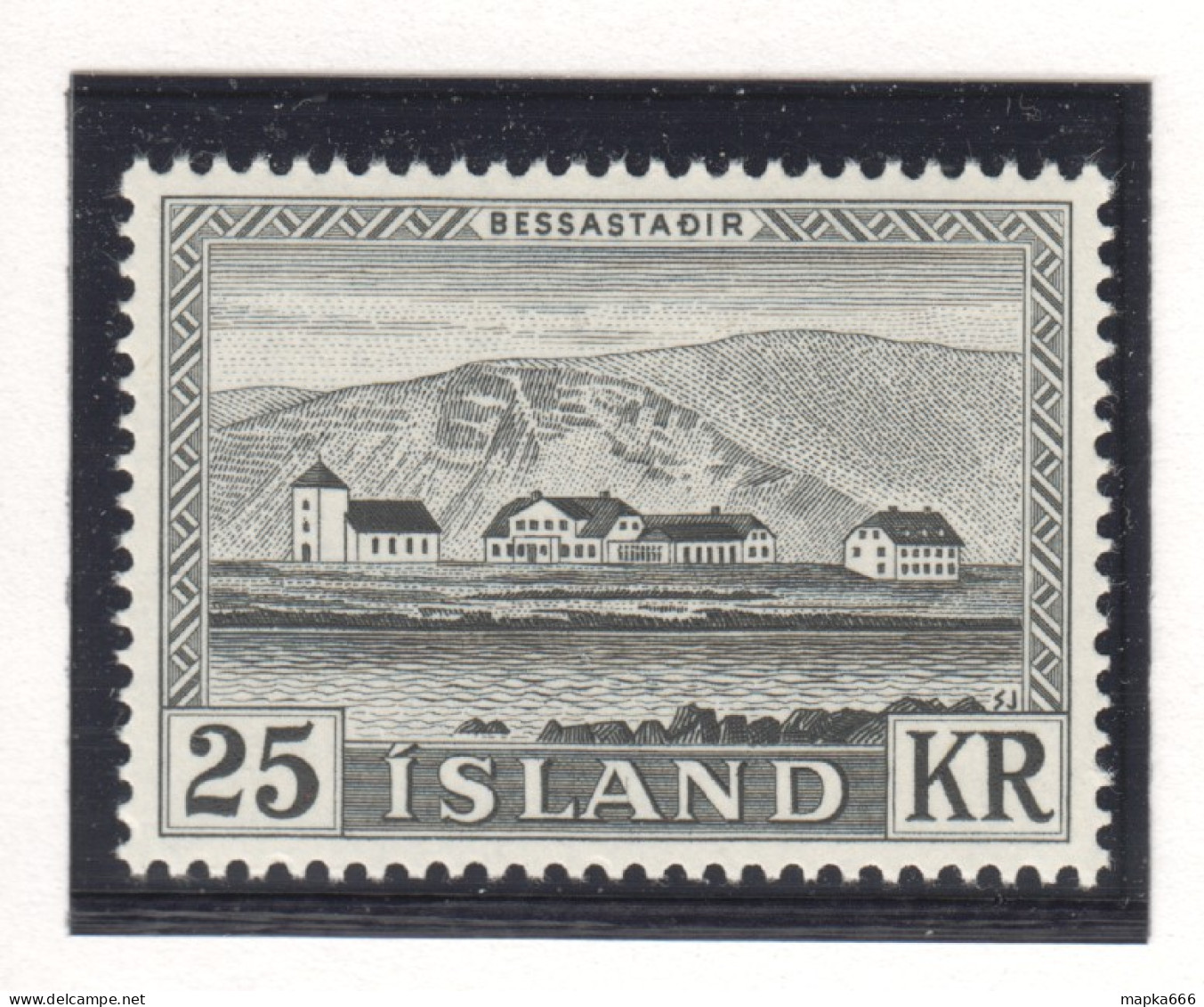 Sp691 1957 Iceland Architecture Bessastadir Michel #319 17 Euro 1St Mnh - Unused Stamps