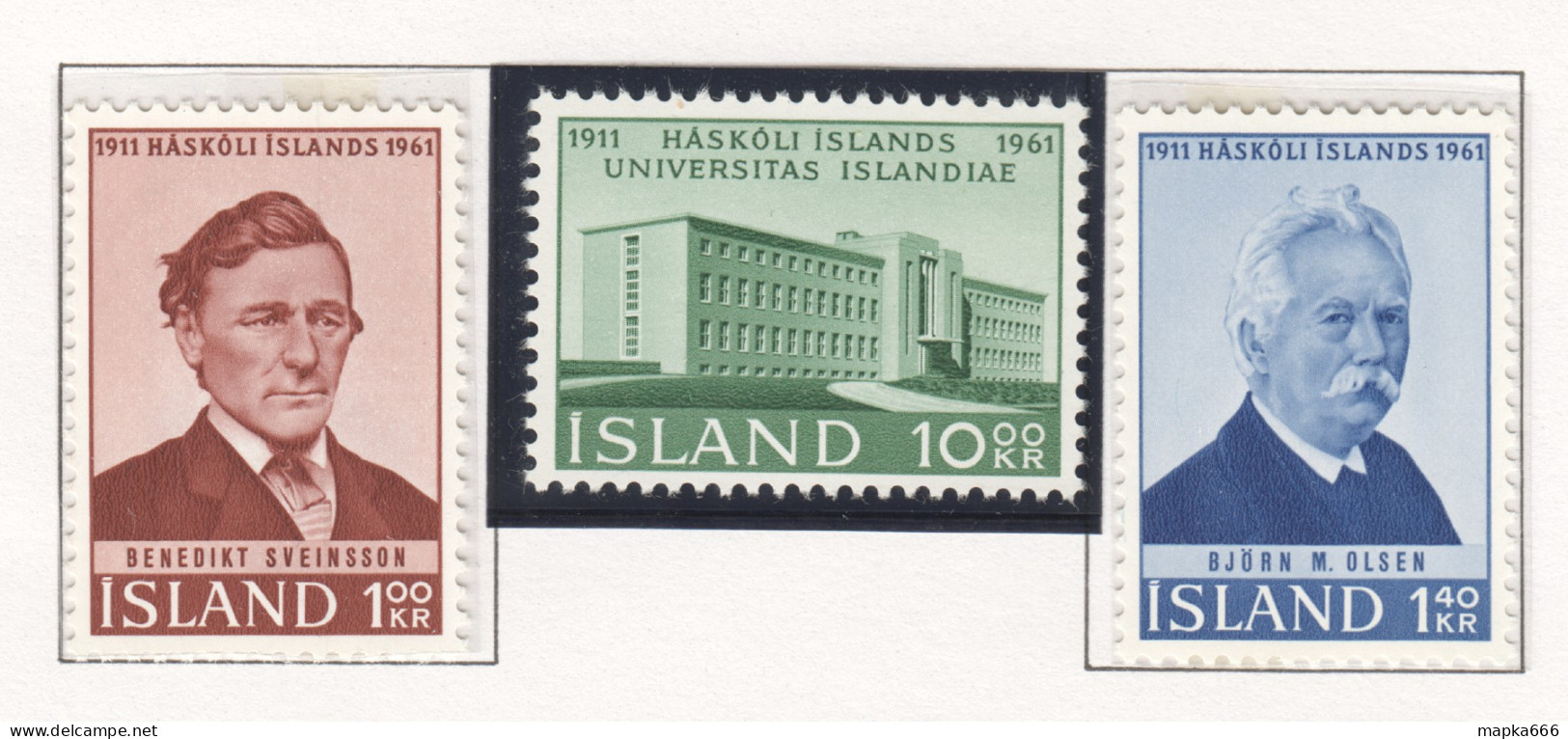 Sp707 1961 Iceland 50Th University Anniversary Michel #356-8 1Set Mnh - Unused Stamps