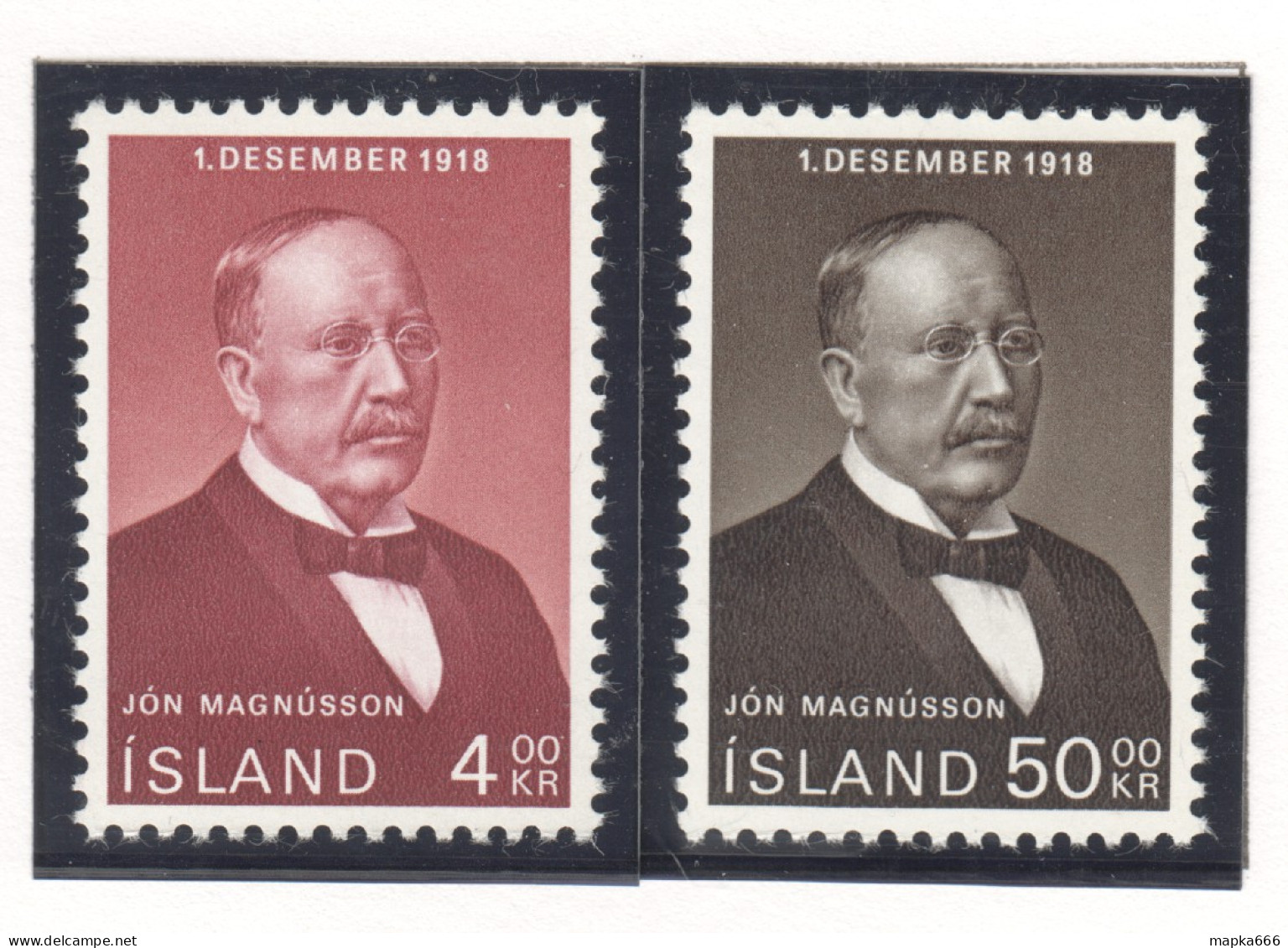 Sp732 1968 Iceland Jon Magnusson Prime Minister Michel #424-5 1Set Mnh - Neufs