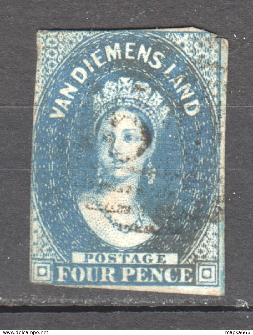 Tas009 1855 Australia Tasmania Four Pence Gibbons Sg #18 130 £ 1St Used - Other & Unclassified
