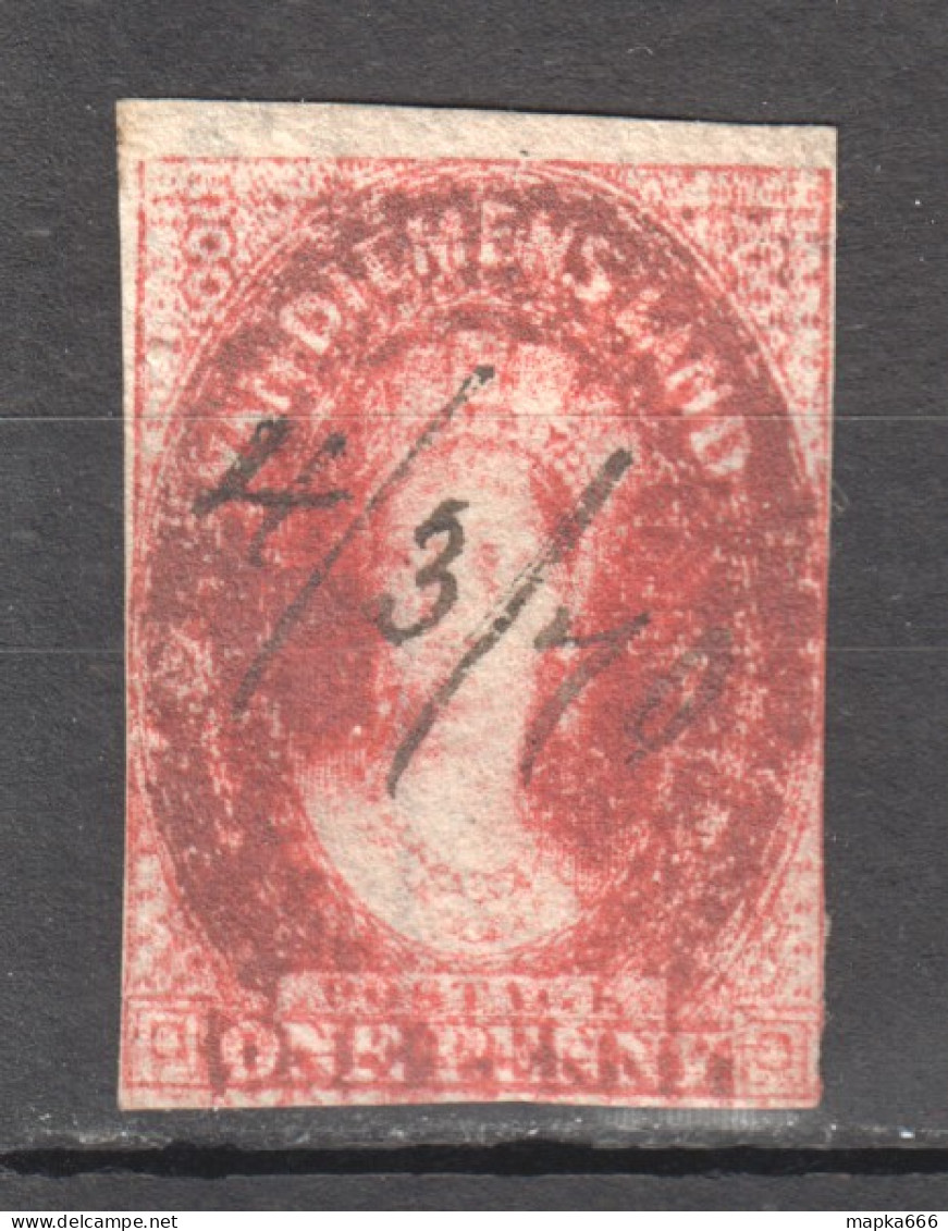 Tas016 1857 Australia Tasmania One Penny !!! Rare Dd Double Print Gibbons Sg #25 1St Used - Usados