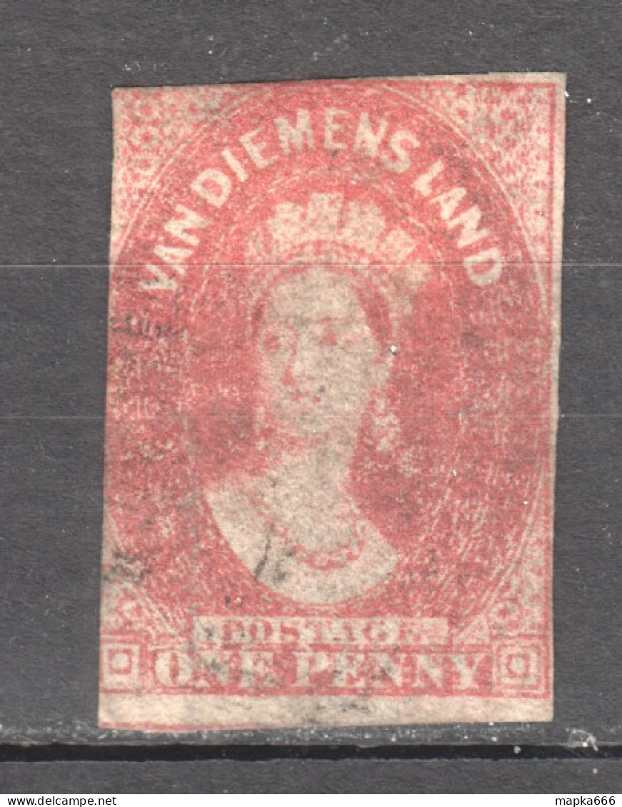 Tas017 1857 Australia Tasmania One Penny Gibbons Sg #25 50 £ 1St Used - Oblitérés