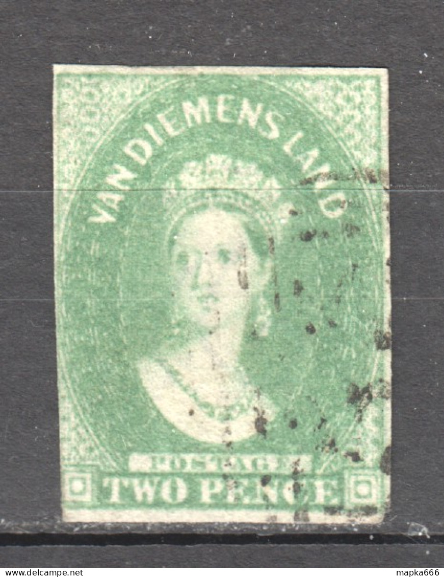 Tas025 1857 Australia Tasmania Two Pence 1St Printing Henry Best Inverted Watermark Gibbons Sg #30 140 £ 1St Used - Used Stamps