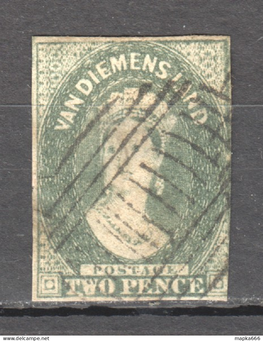 Tas026 1860 Australia Tasmania Two Pence 5Th Printing John Davies Gibbons Sg #34 85 £ 1St Used - Oblitérés