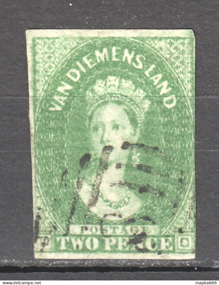 Tas029 1858 Australia Tasmania Two Pence 3Rd Printing Henry Best Inverted Watermark Gibbons Sg #32 120 £ 1St Used - Used Stamps