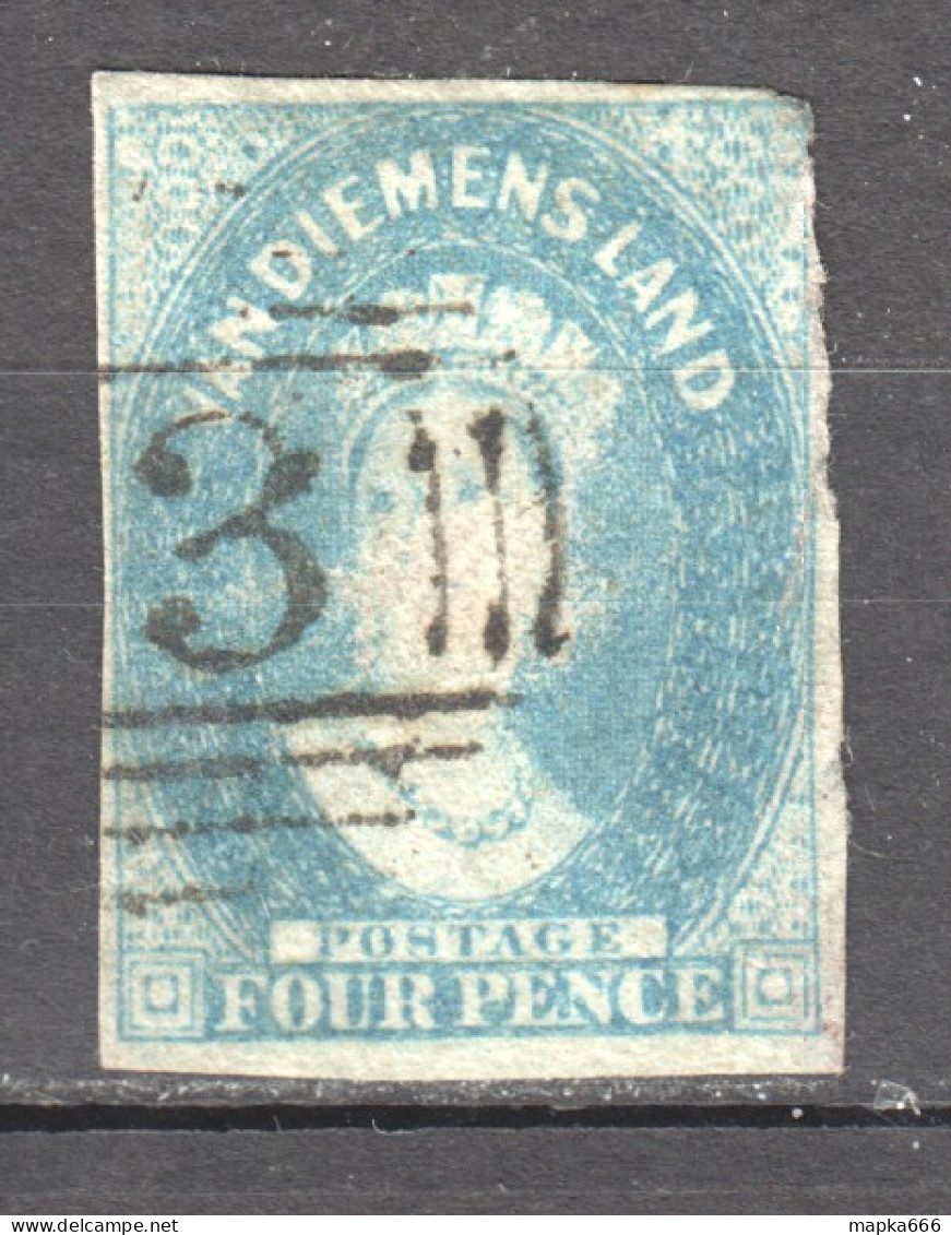 Tas033 1857 Australia Tasmania Four Pence Gibbons Sg #36 26 £ 1St Used - Oblitérés