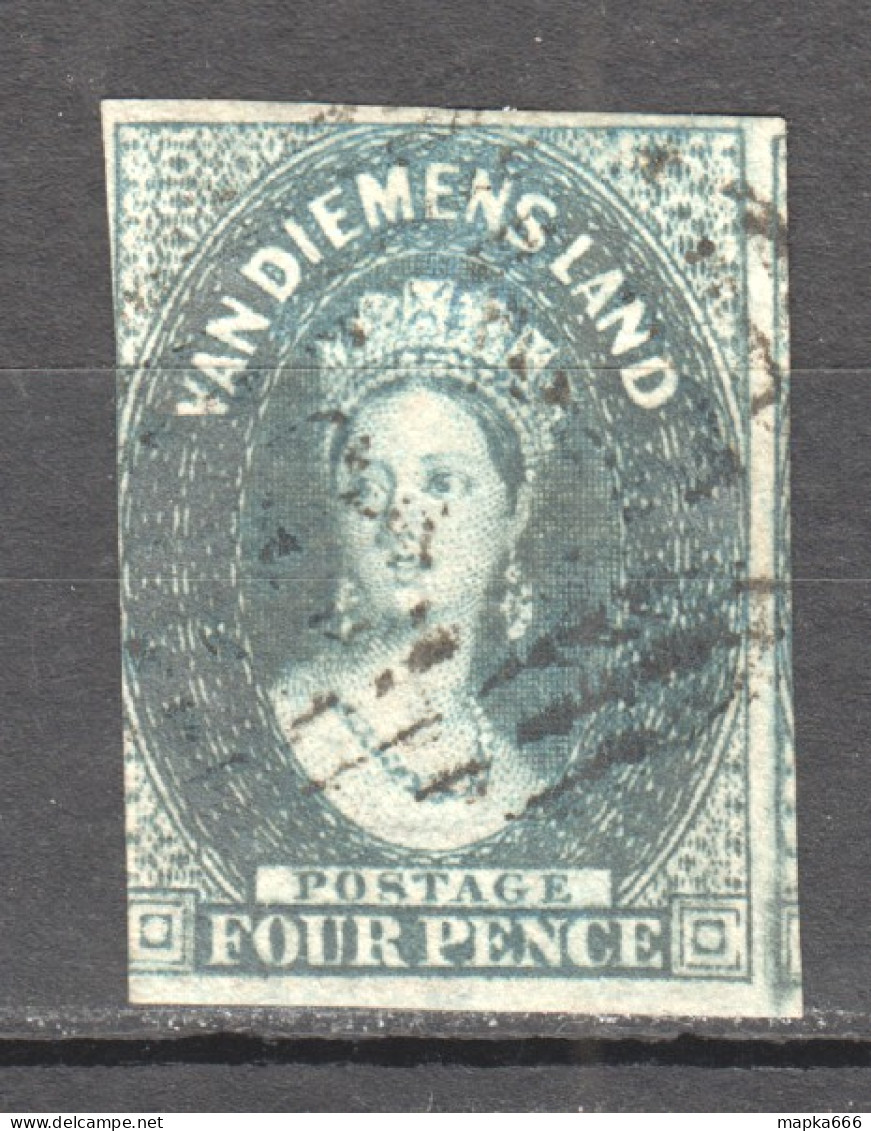 Tas035 1857 Australia Tasmania Four Pence Gibbons Sg #36 26 £ 1St Used - Used Stamps