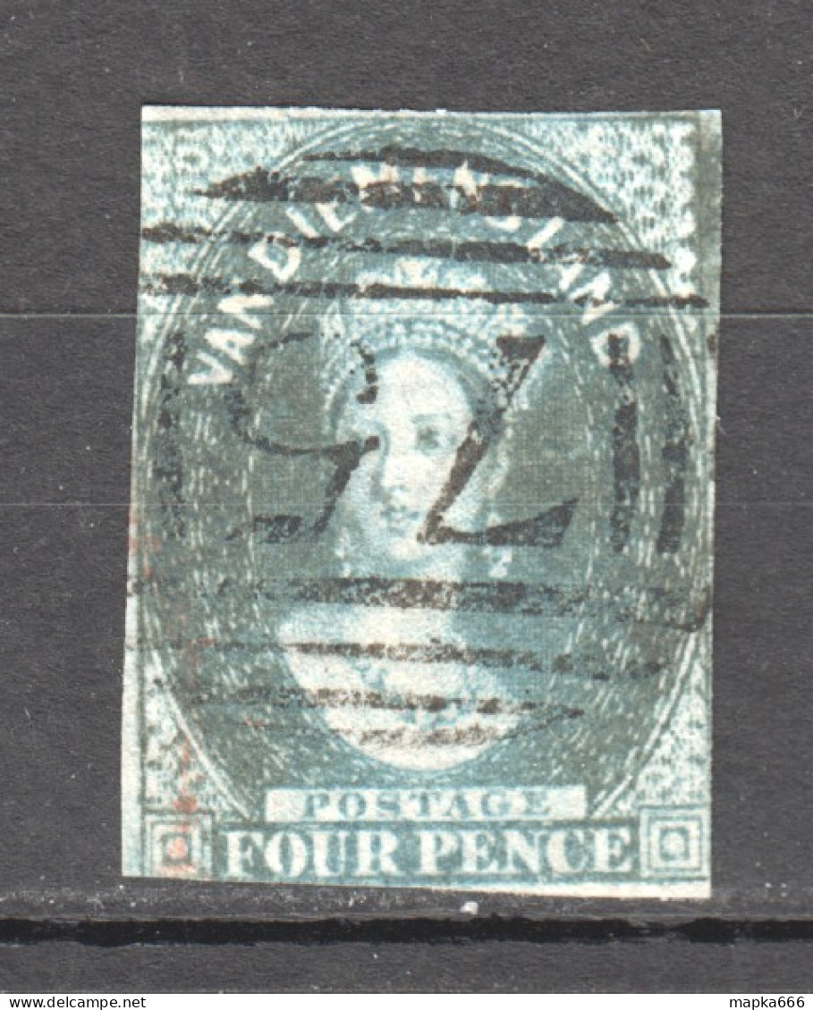Tas038 1857 Australia Tasmania Four Pence Stamped 75 Hobart !!! Inverted Watermark Gibbons Sg #36 26 £ 1St Used - Used Stamps