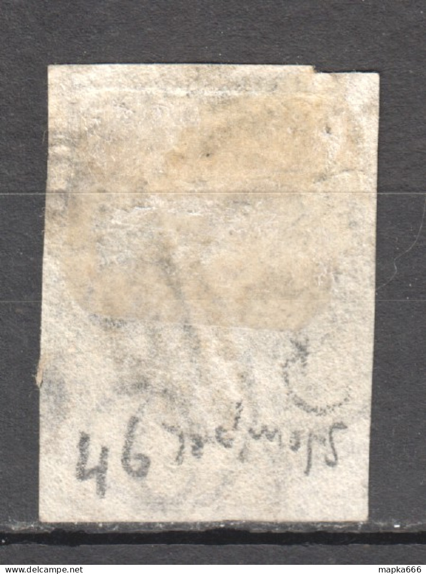 Tas052 1860 Australia Tasmania Six Pence Stamped 61 Mount Direction Good Edges Gibbons Sg #46 85 £ 1St Used - Usados