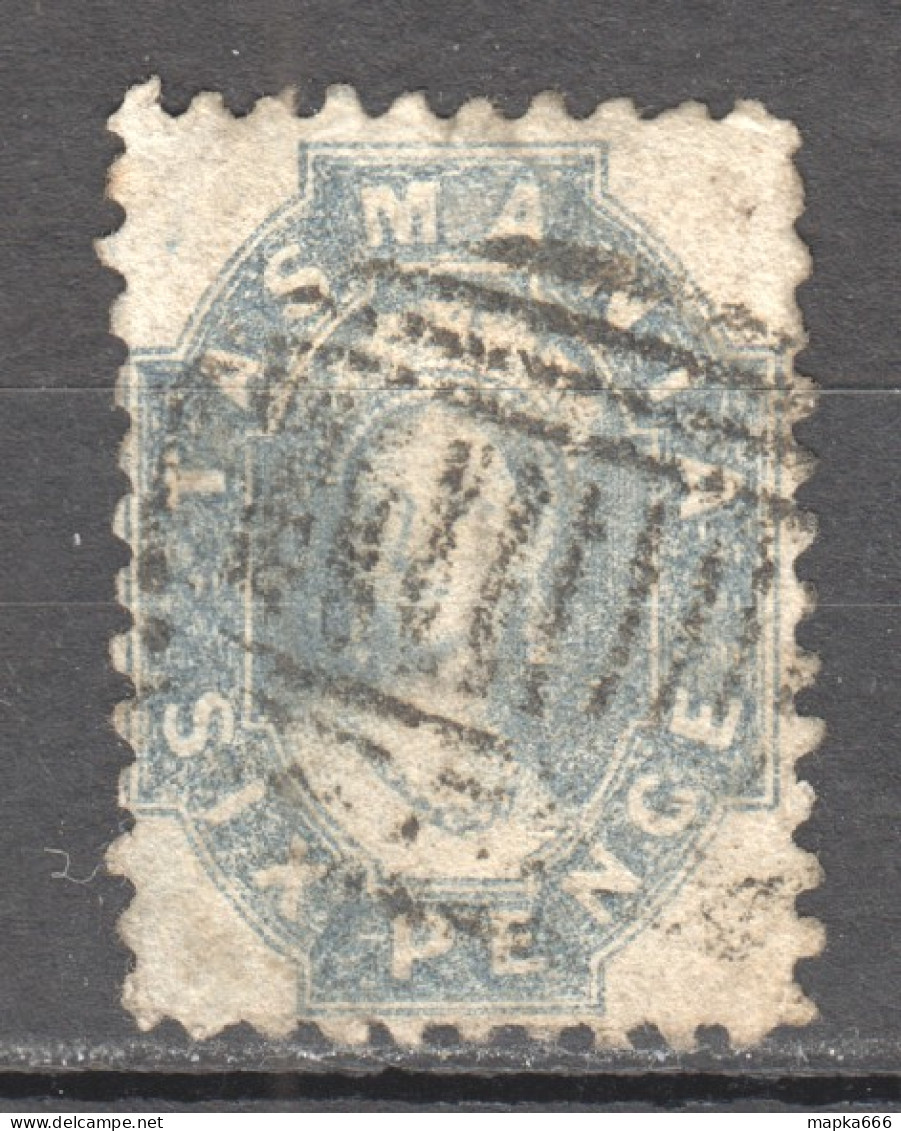 Tas079 1864 Australia Tasmania Six Pence Gibbons Sg #64 25 £ 1St Used - Gebraucht
