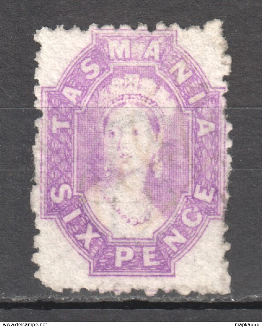 Tas084 1871 Australia Tasmania Six Pence Perf By The Post Office Gibbons Sg #138 275 £ 1St Lh - Altri & Non Classificati