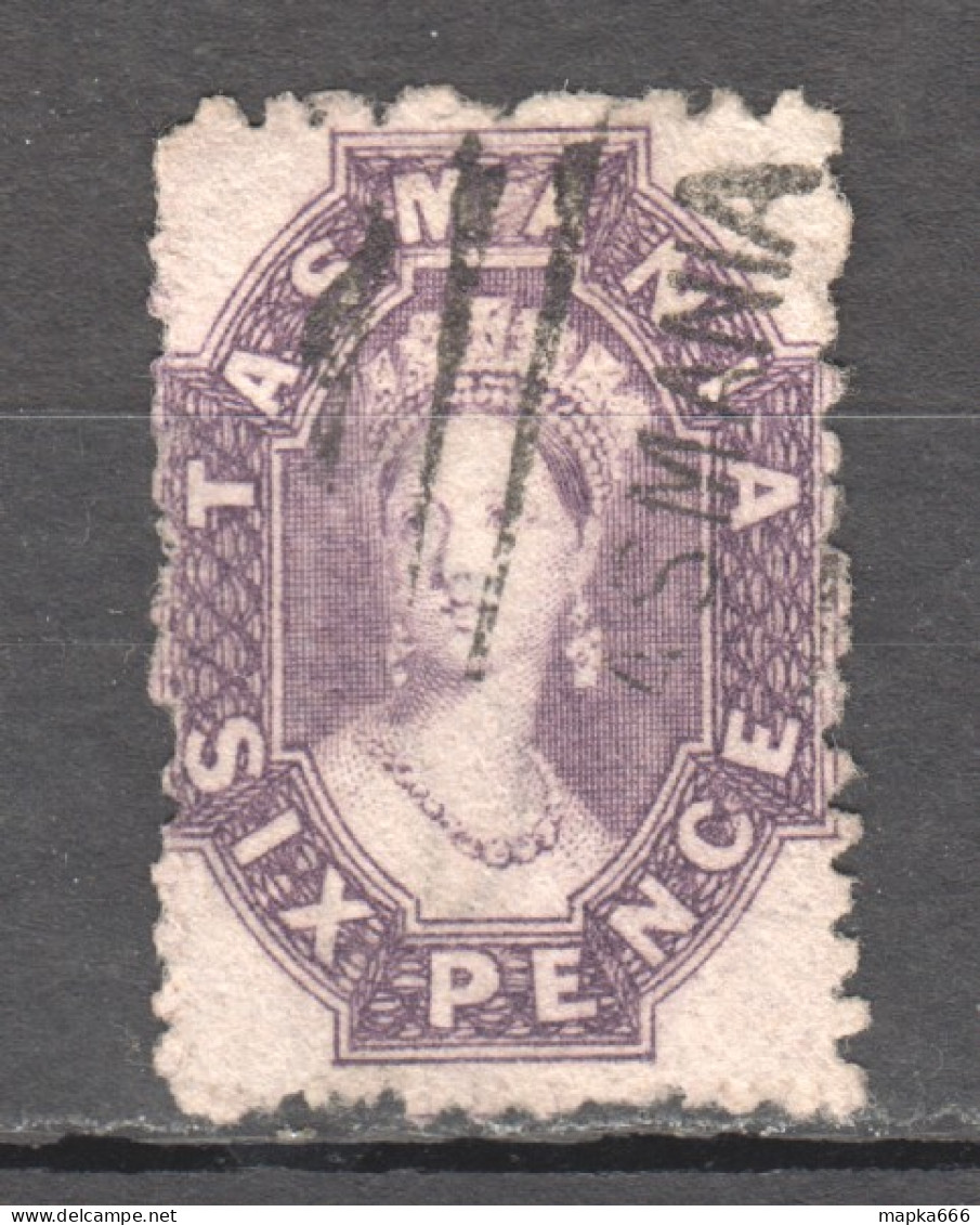Tas090 1871 Australia Tasmania Six Pence Perf By The Post Office Gibbons Sg #137 22 £ 1St Used - Used Stamps