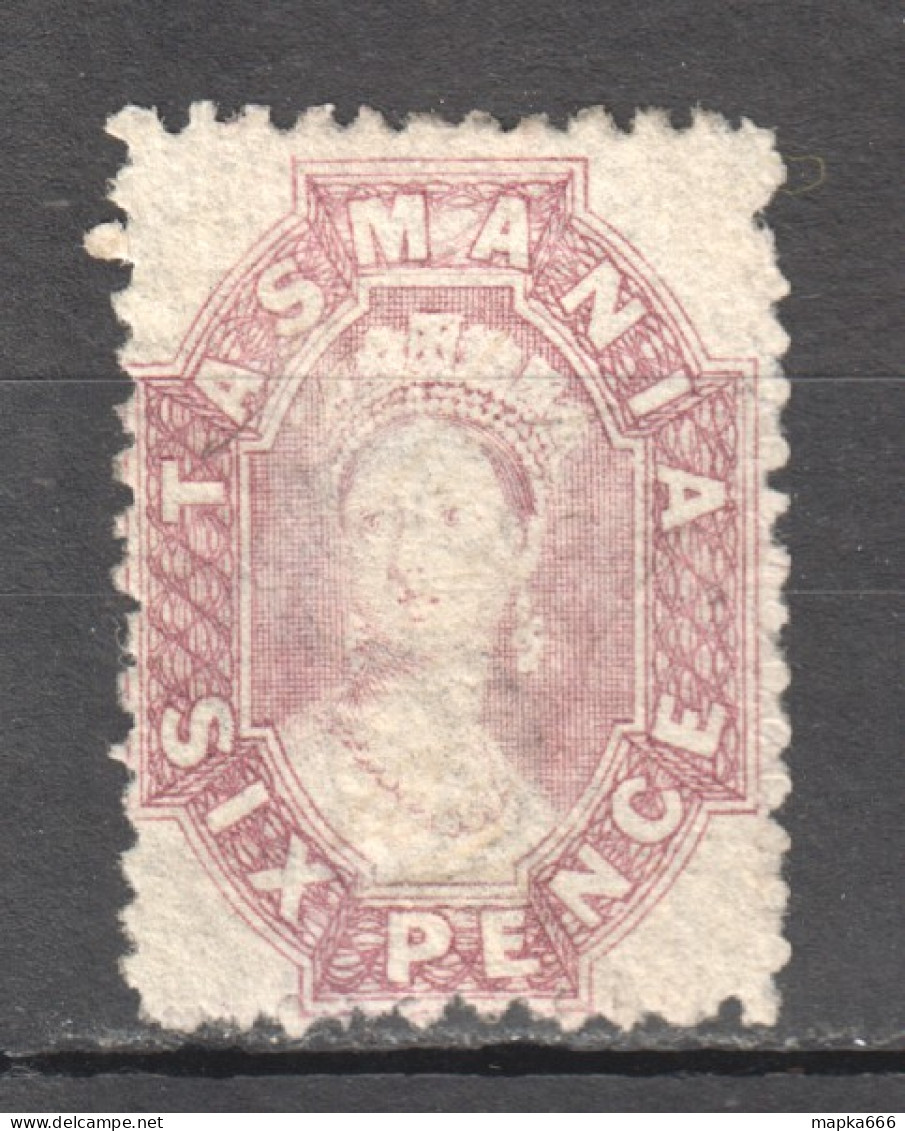 Tas092 1865 Australia Tasmania Six Pence Original Gum Gibbons Sg #76 190 £ 1St Lh - Other & Unclassified