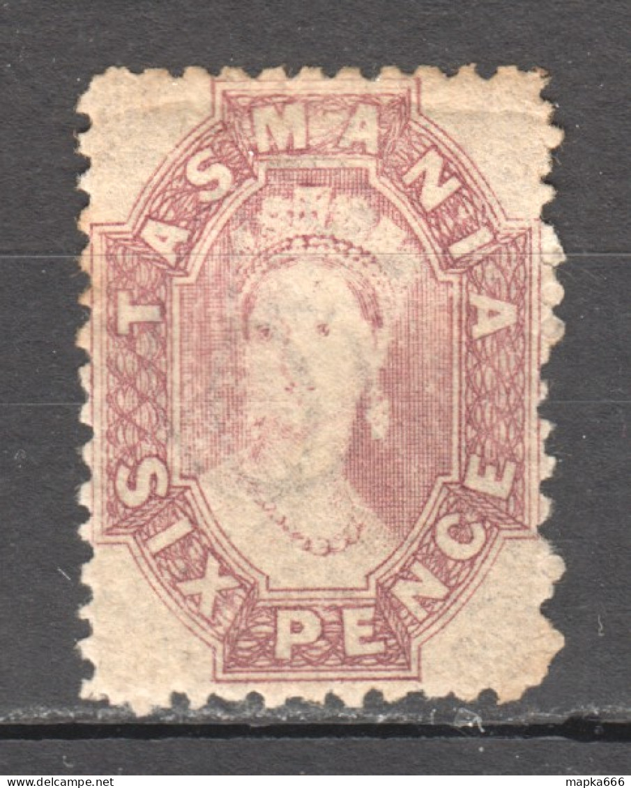 Tas093 1865 Australia Tasmania Six Pence Original Gum Gibbons Sg #76 190 £ 1St Lh - Andere & Zonder Classificatie