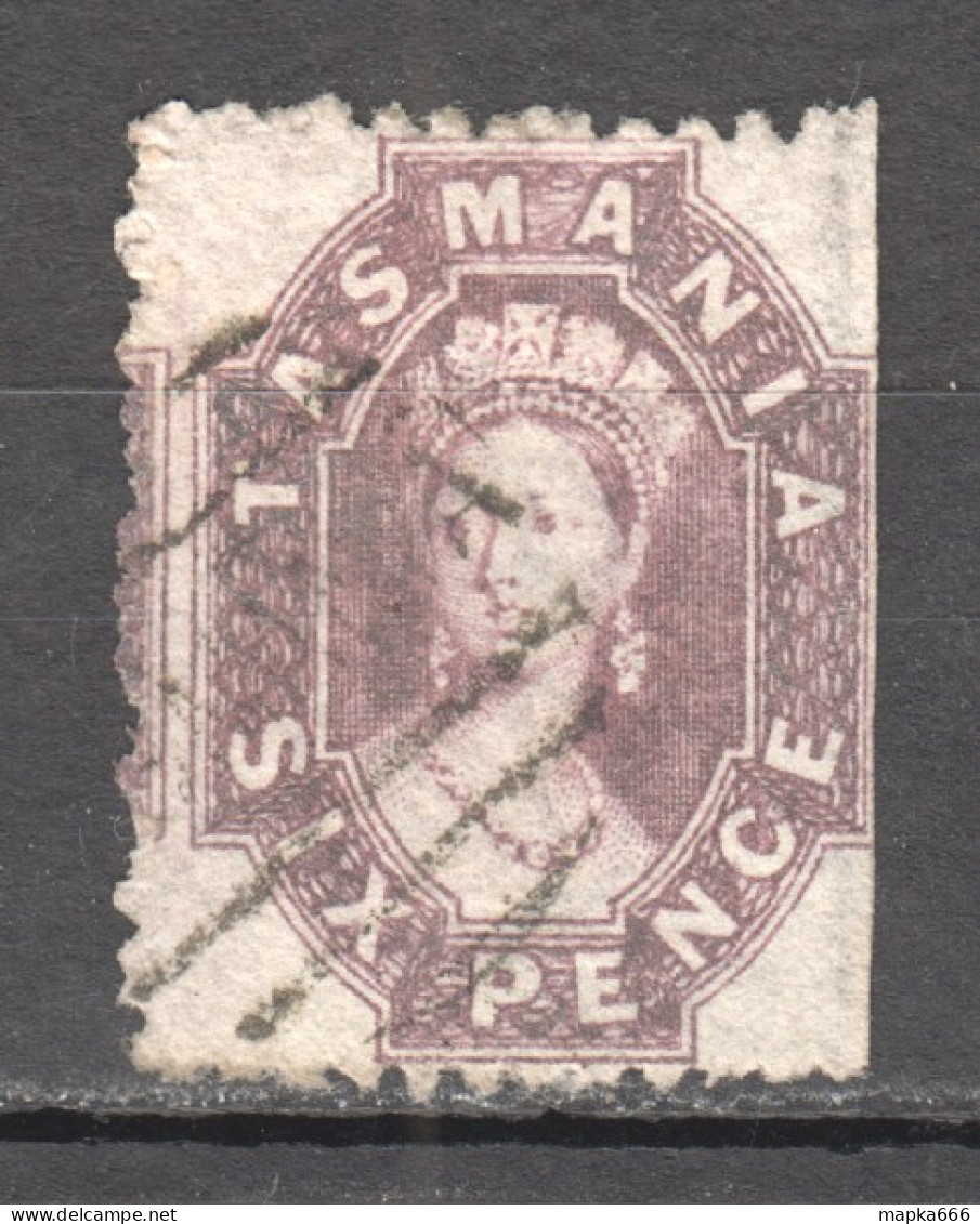 Tas099 1865 Australia Tasmania Six Pence Gibbons Sg #75 29 £ 1St Used - Used Stamps
