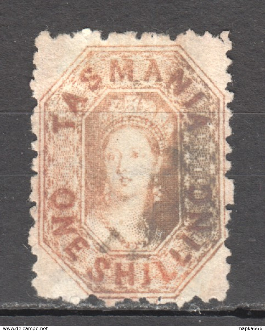 Tas101 1871 Australia Tasmania One Shilling Perforated By The Post Office Gibbons Sg #140 350 £ 1St Lh (*) - Used Stamps