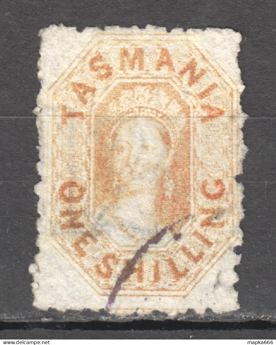 Tas102 1871 Australia Tasmania One Shilling Perforated By The Post Office Gibbons Sg #141A 65 £ 1St Used - Used Stamps