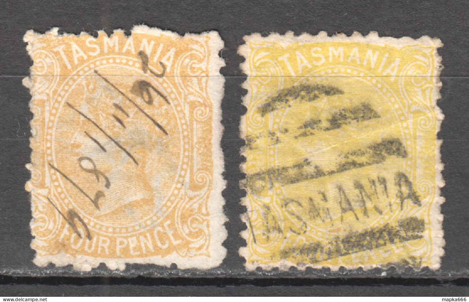 Tas139 1880 Australia Tasmania Four Pence Gibbons Sg #166 60 £ 2St Used - Used Stamps