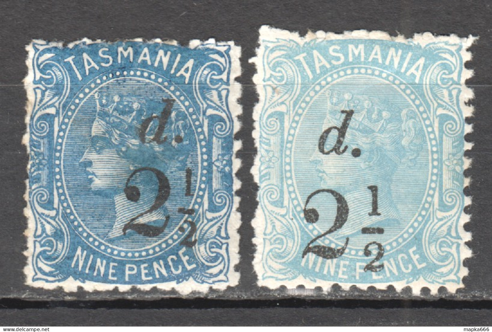 Tas154 1891 Australia Tasmania Nine Pence Gibbons Sg #168,168B 35 £ 2St Lh - Andere & Zonder Classificatie