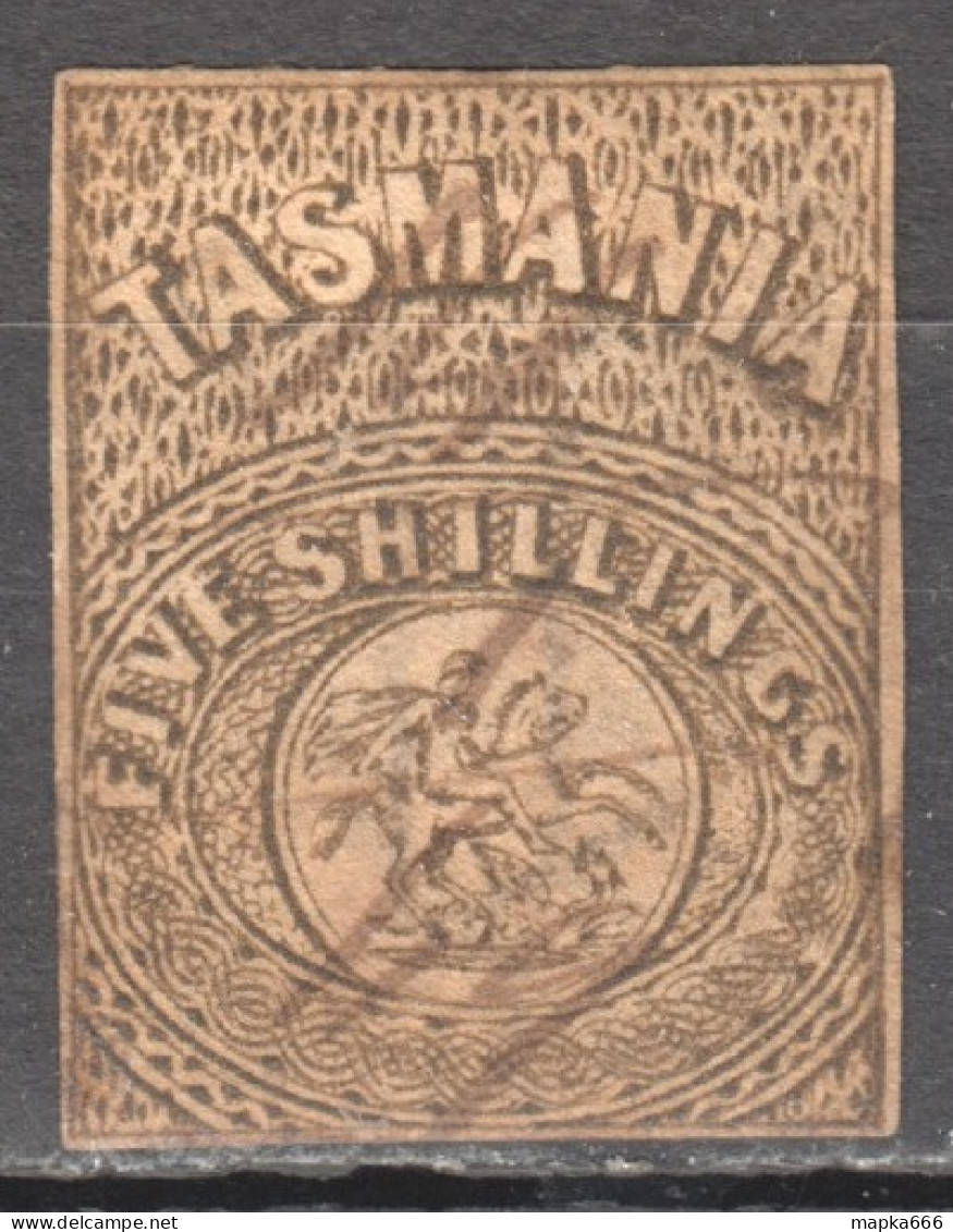 Tas201_2 1863 Australia Tasmania Fiscal Five Shillings Gibbons Sg #F4 800 £ 1St Used - Oblitérés