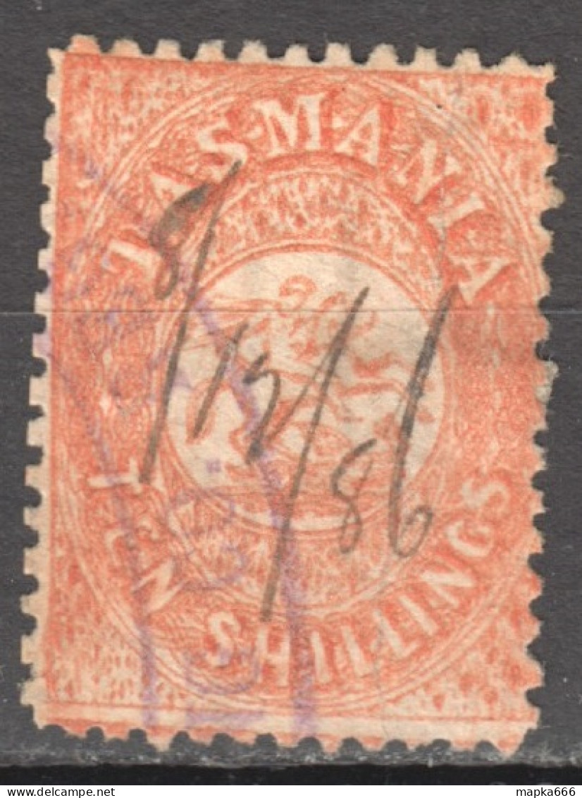 Tas204_5 1863 Australia Tasmania Perf 12 Ten Shillings Fiscal Gibbons Sg #F16 275 £ 1St Used - Gebraucht