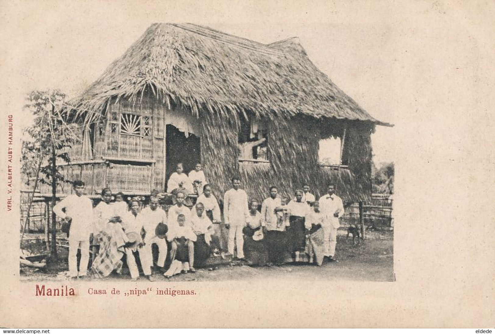 Pioneer Card Spanish Time Manila Casa De Nipa Indigenas  Edit Albert Hamburg - Philippines