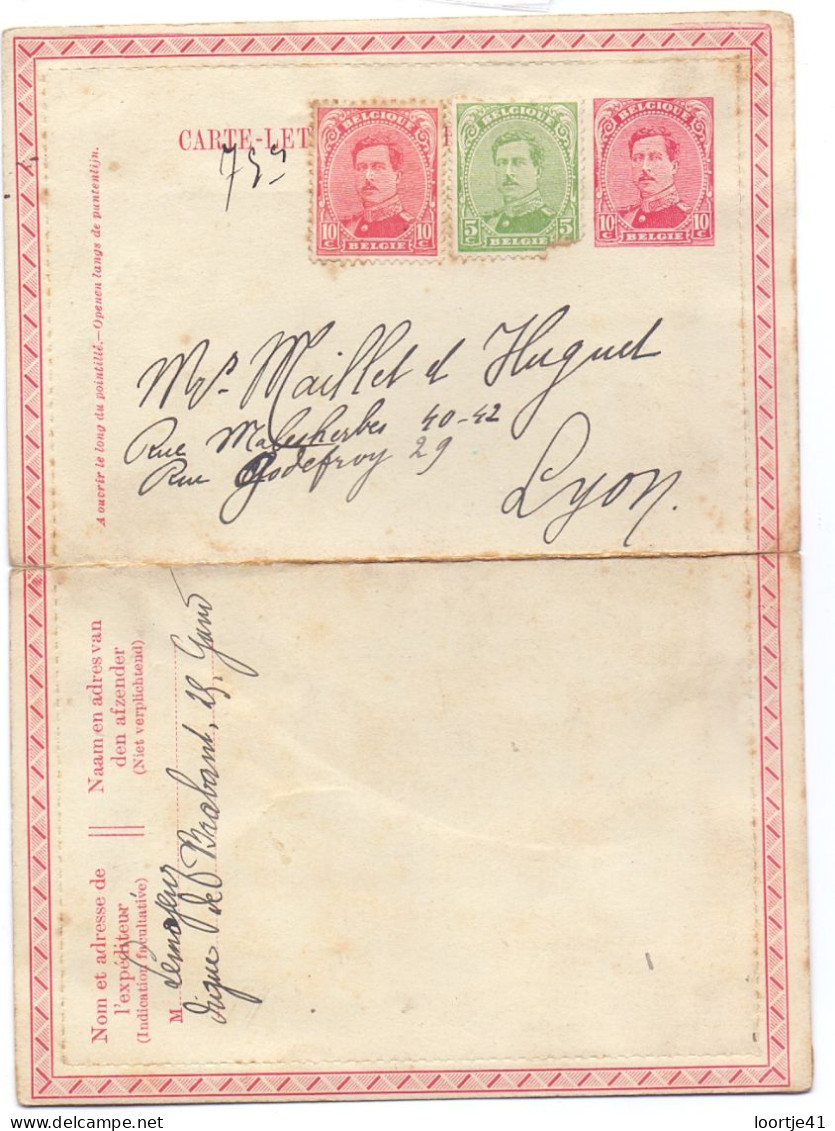 Kaartbrief Carte Lettre - Gent Naar Lyon - Enveloppes-lettres