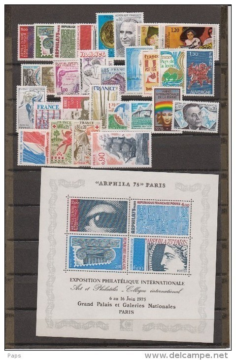 1975-FRANCE-ANNEE COMPLETE 1975**.33 TIMBRES - 1970-1979