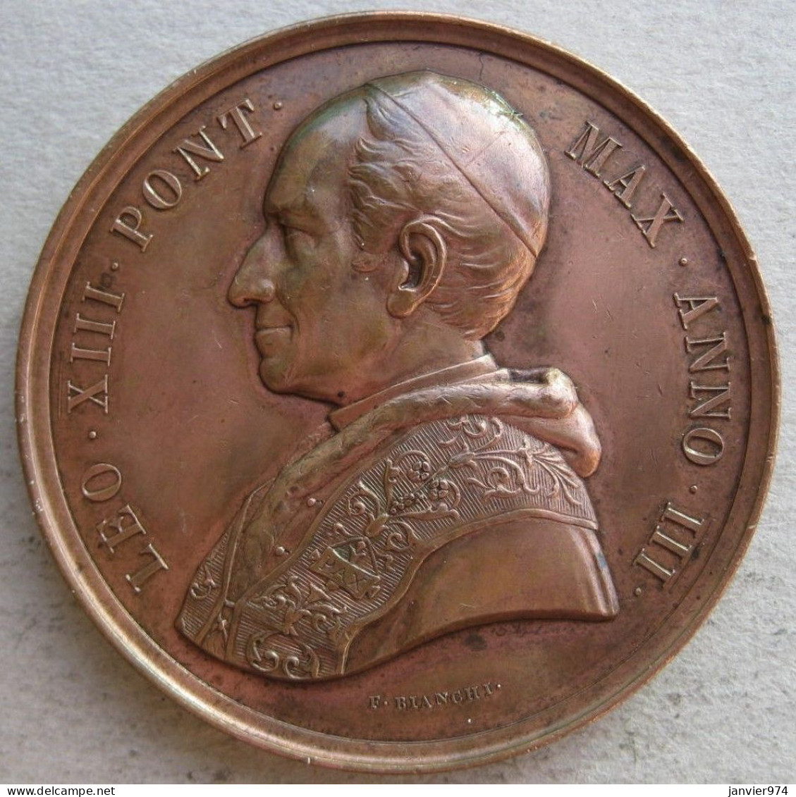 Médaille En Cuivre 1880 Léon XIII  An III . S. Tommaso D’Aquino Fra La Scienza E La Chiesa, Par BIANCHI - Royal/Of Nobility