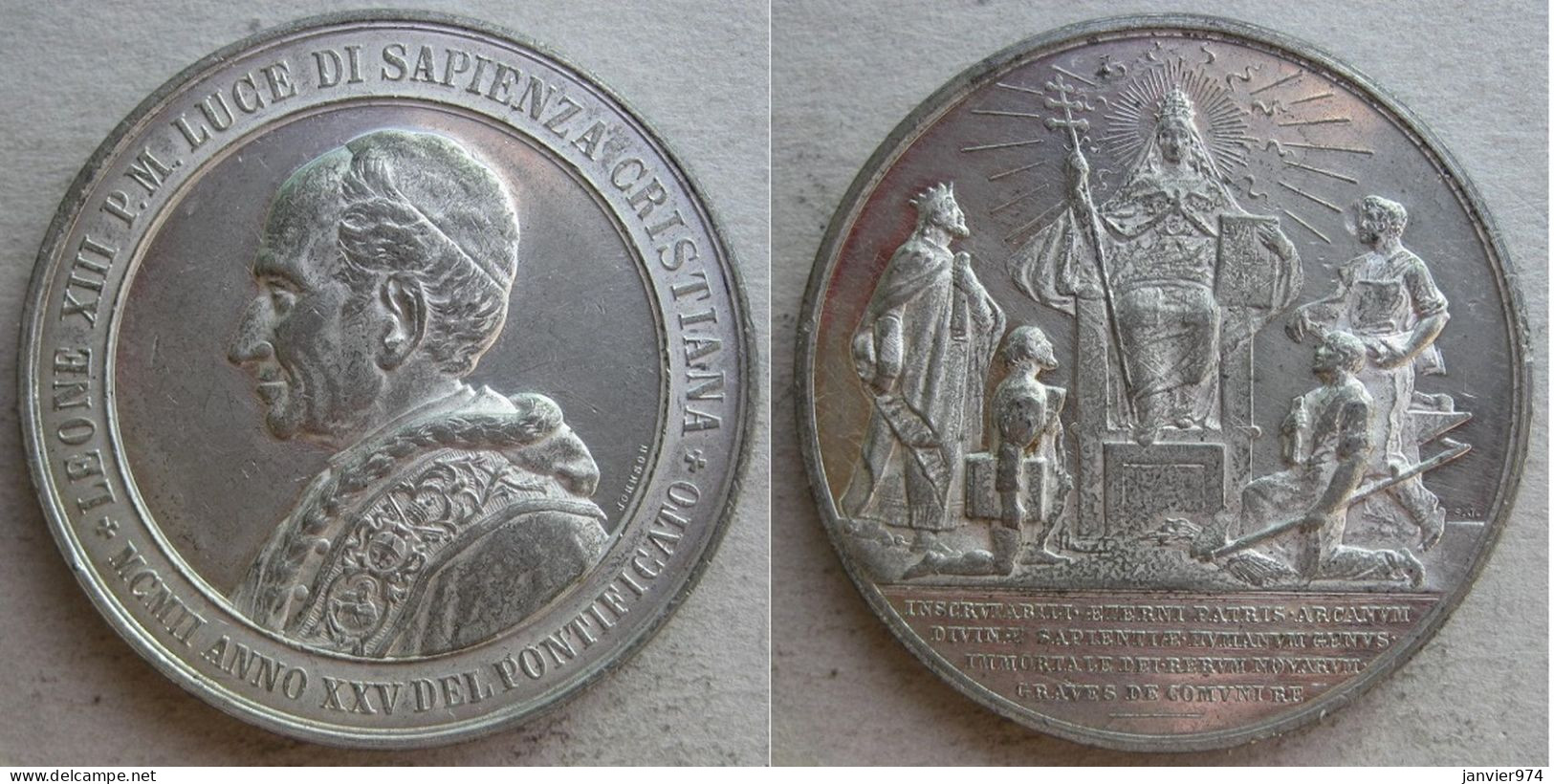 Médaille En Étain Léon XIII 1902 . La Chiesa Di Dio Vivo , Par Johnson - Monarquía/ Nobleza