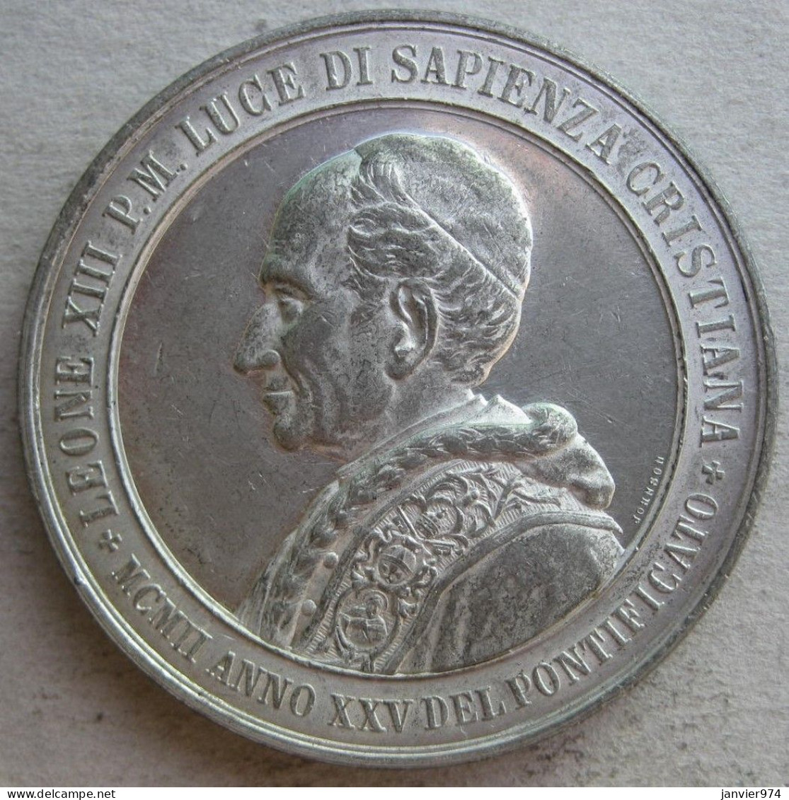 Médaille En Étain Léon XIII 1902 . La Chiesa Di Dio Vivo , Par Johnson - Royal/Of Nobility