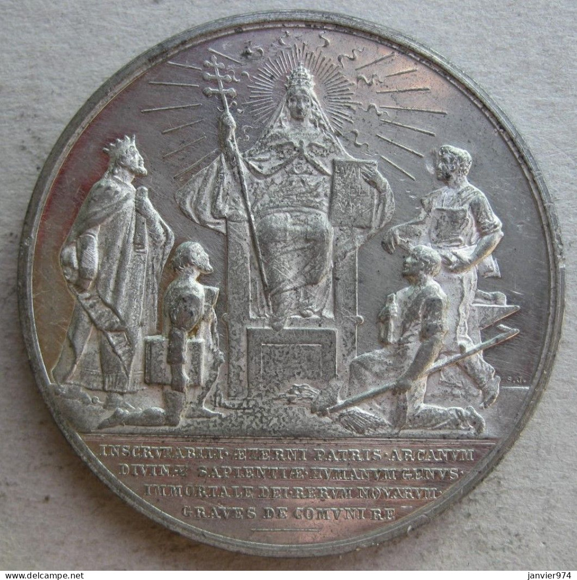 Médaille En Étain Léon XIII 1902 . La Chiesa Di Dio Vivo , Par Johnson - Monarquía/ Nobleza