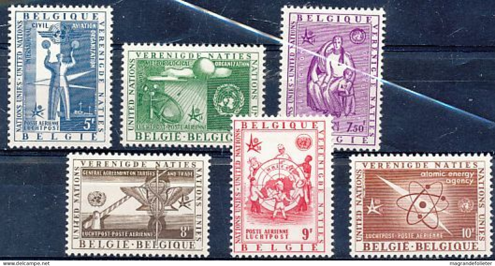 TIMBRE STAMP ZEGEL BELGIQUE POSTE AERIENNE NATIONS-UNIES PA 30-35  X - Ungebraucht