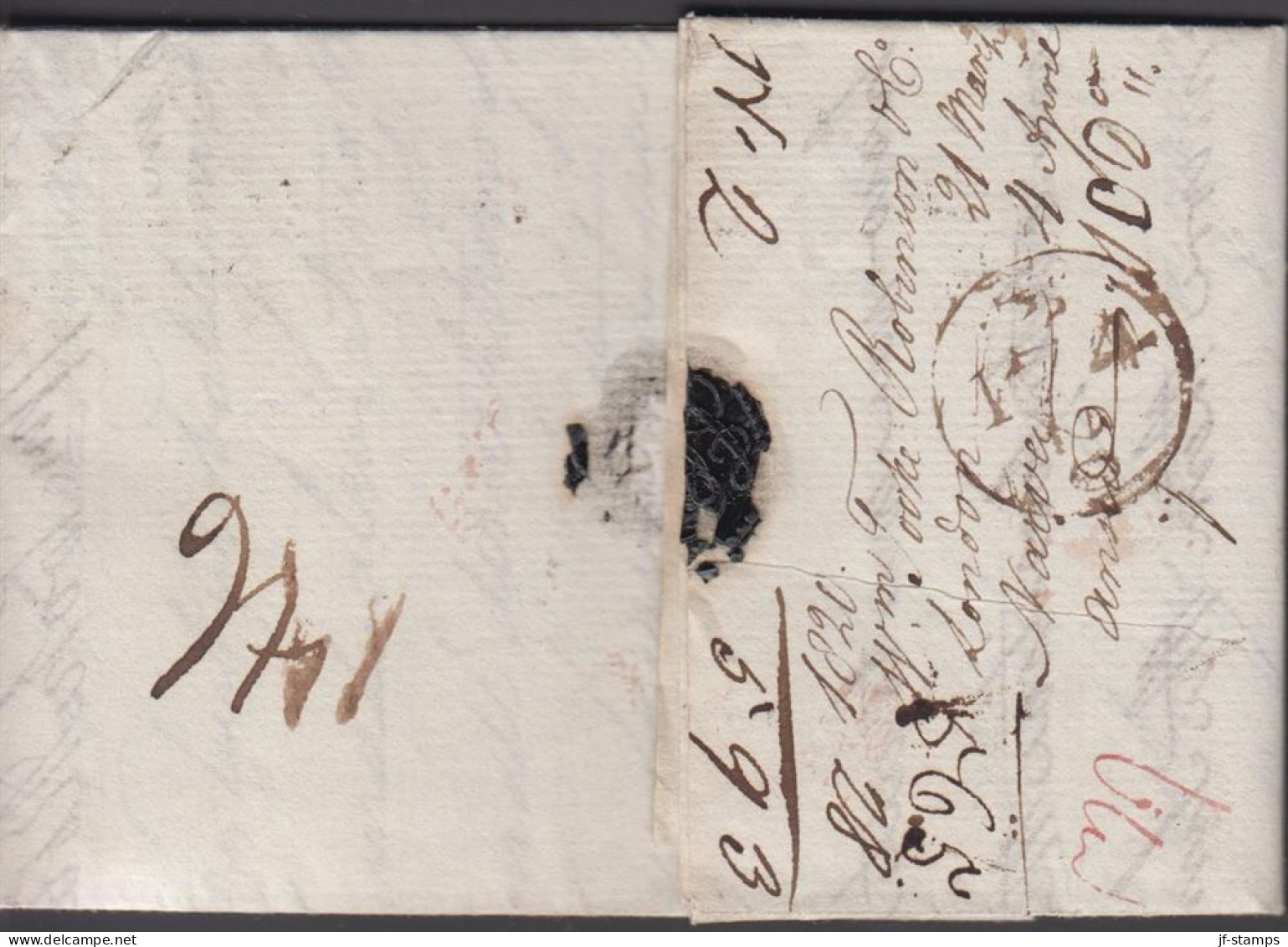 1820. ENGLAND.Fine Small Cover Dated London 21 March 1820 To Narva, Several Postal Markings And Cancels In... - JF442040 - Hamburg