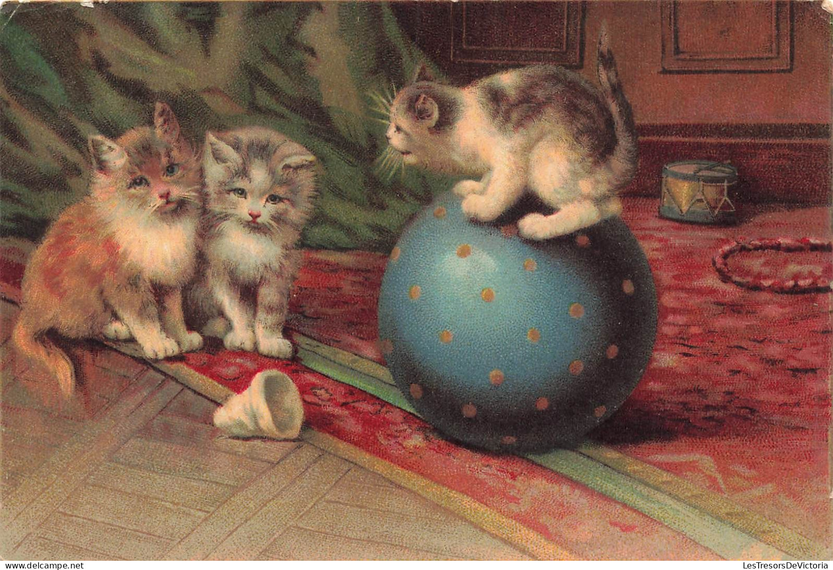 Fantaisies - Animaux Déguisés - Chatons Qui Jouent Au Ballon - Colorisé - Carte Postale Ancienne - Animali Abbigliati