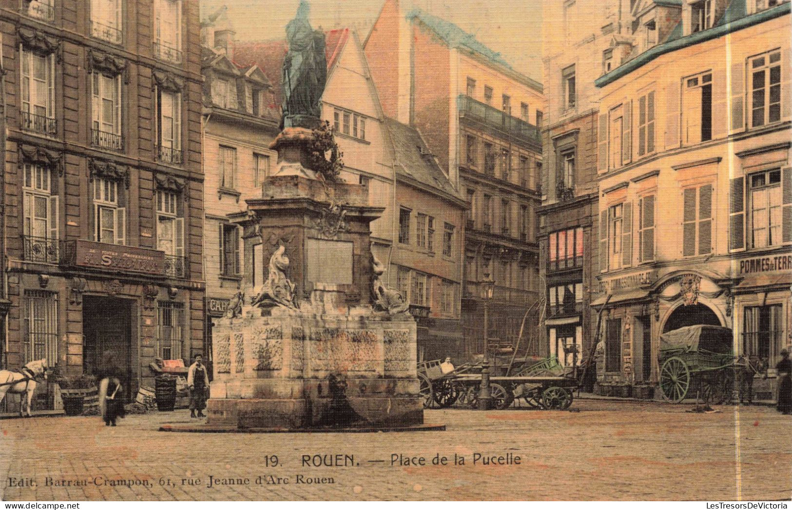 FRANCE - ROUEN - Place De La Pucelle - Monument - Barreau-Crampon - A.SALVAT - Animé - Carte Postale Ancienne - Rouen